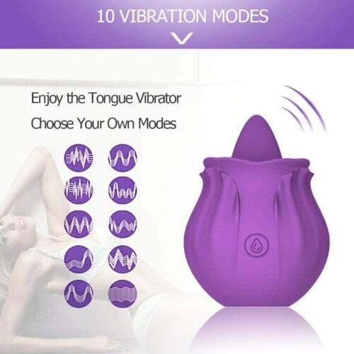 7 Frequency Clit Stimulator Oral tongue lick Nipple G-Spot Vibrator Rechargeable Waterproof Masturbation Sex Toys for Women rose