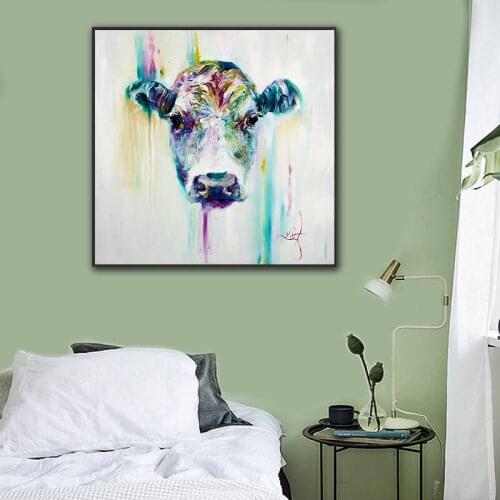 Watercolor yak head canvas painting art animals posters wall art prints living room cuadros decoracion
