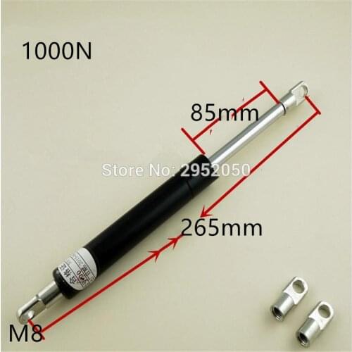 Gas spring Free ShippingAuto Spring Strut 85mm*265mm 1000N M8 Gas Spring Strut Damper Studs Lift Strut Metal