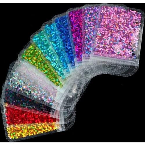 Glitter Flakes Star Shape Lip Gloss DIY Lipgloss Decorations Glitter Powder Handmade Lipgloss Mix Slime Nail Art Decors 3g