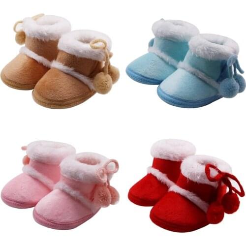Bobora Winter Super Warm Newborn Baby Girls First Walkers Shoes Infant Toddler Soft Fur Snow Anti-slip Boots Booties