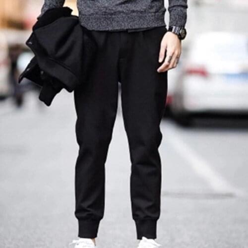 Casual Pants Men Casual Waist Drawstring Ankle Tied Pockets Fitness Sports Long Pencil Pants