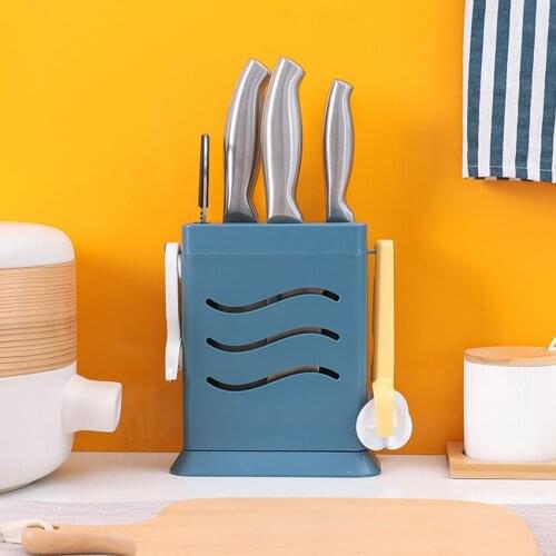 Knife Block Holder with 2 Small Hooks, Detachable for Easy Cleaning - Knife Holder Storage Organizer for Kitchen Countertop