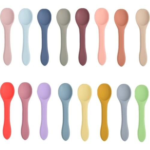Baby Soft Silicone Spoon Candy Color Safety Baby Learning Spoon Non-Slip Utensils Children Kids Boy Girl Food Feeding Tool