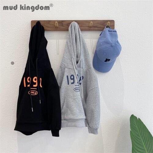 Mudkingdom Kids Hoodies Sweatshirts Number Letter Drawstring Long Sleeve Casual Pullover Tops Boy Girls Clothes Spring Autumn