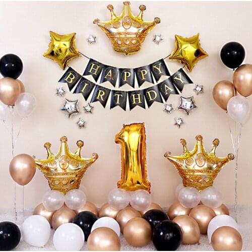 Childrens Birthday Gecoration Balloon 32 Inch Crown Number Aluminum Foil Globos Set Wedding Party Decoration Baby Shower