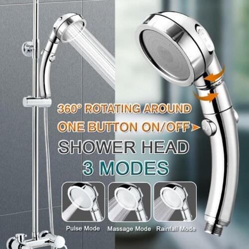 Portable 360 Degree Rotary 3 Mode Bath Shower Adjustable Jetting Shower Head High Pressure Saving water Bathroom Anion Filter