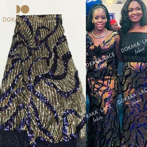 Elastic Lace !! Gold Sequined Mesh Tulle Lace For Noble Lady Dresses Fabrics Unique Style 2019 Sequins Lace Net Sewing Material