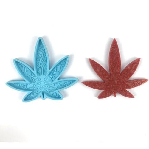 DIY Weed Leaves Shape Coaster Round Silicone Resin Mold Coaster Epoxy Resin Silicone Casting Molds DIY Resin Craft Tools