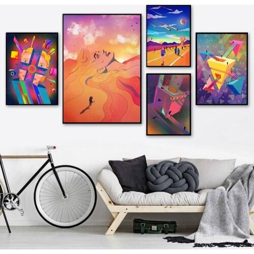 Canvas Moon Painting Home Decor Modular Geometry Picture Modern Printed Abstract Poster For Living Room Wall Art No Framework