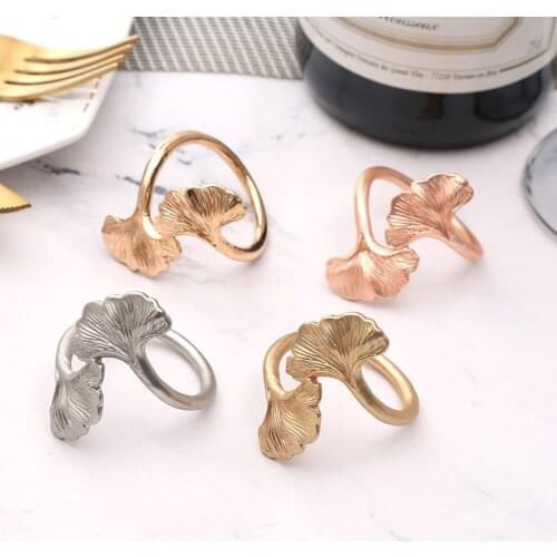10pcs 3D creative hollow leaf napkin buckle wedding hotel napkin ring