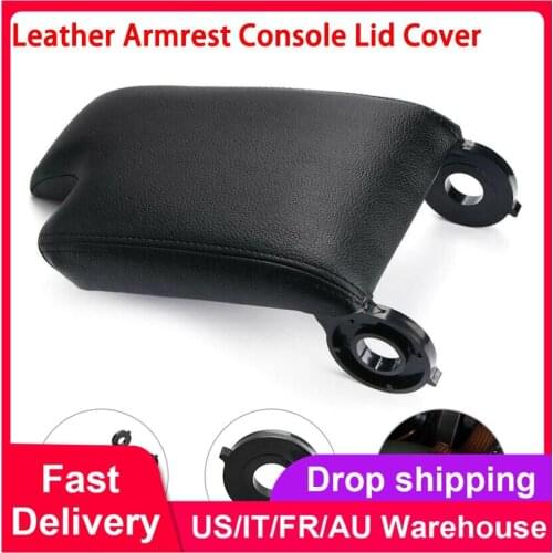 Black Leather Car Armrest Latch Cover Center Console Armrest Durable Soft Armrest Cover Latch For BMW E46 3 Series 1999~2004