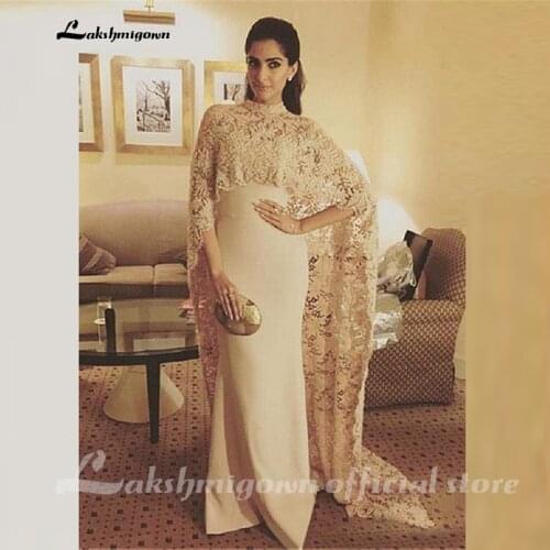 Lakshmigown Gorgeous Arabic Middle East Lace High Collar Mother of the Bride Dresses With Shawl Full Length Wedding Guest Gowns