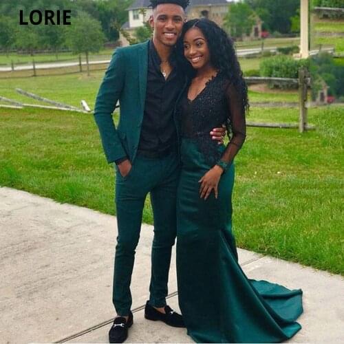 LORIE Green Prom Men Suits for Wedding Suits Man Blazers Jacket Groom Tuxedos Coat +Pants Slim Fit Costume Homme Terno Masculin