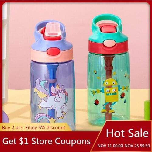 Fashion Children Drinking Straw Cups Cartoon Plastic Cups Cute Creative Kindergarten Baby Pupils Plastic drinking cups 480ML