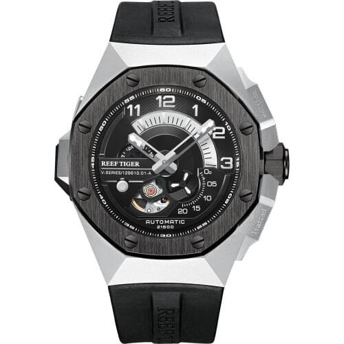 Reef Tiger men automatic watch,luxury brand mens watches 10bar waterproof punk mechanical wristwatches sekelton luminous RGA95S7