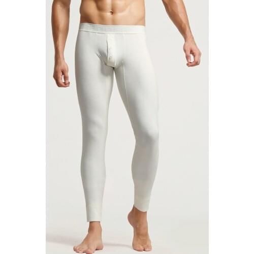 2020 Autumn and Winter Mens Underwear Tight Legging Pants Mens Low Waist Solid Color Rayon Long Johns Comfortable Soft Elastic