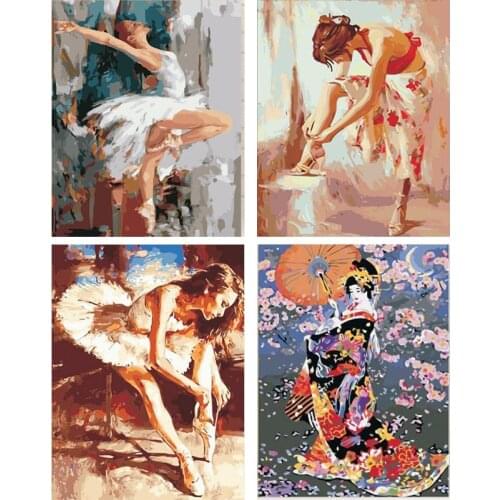 DIY colorings pictures by numbers with colors Ballet picture drawing painting by numbers framed girl Home