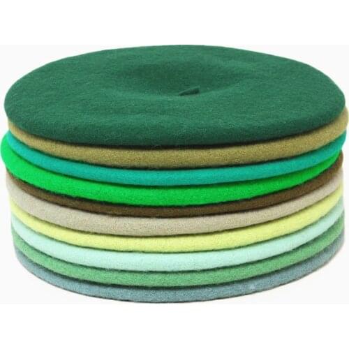New Round French Beret Wool Pumpkin hats for women Ladies Female Winter Thick Warm Artist Caps Green Ins Trend