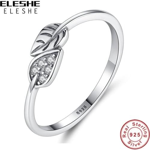 Summer New 925 Sterling Silver Rings for Women European Original Tree Leaf Crystal Finger Ring Wedding Fashion Jewelry