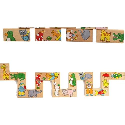 Hot Sale Baby Fun Early Education Wisdom Animal Building Sequence Blocks Animal Jigsaw Solitaire Dominoes Kids Toys