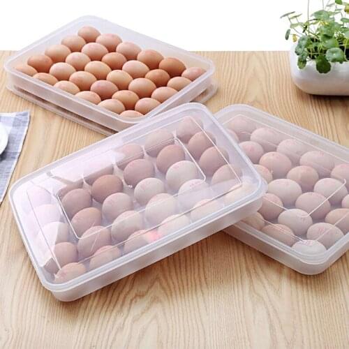 20/30 Grid Plastic Egg Carton Ktchen Egg Storage Box Eggs Holder Stackable Freezer Storage Organizers Egg Storage Container