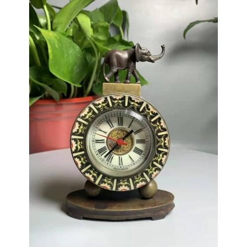 Rare Old Qing Dynasty royal COPPER clock \ mechanical watch, copper carved elephant, can work,Bird three brothers,Free shipping
