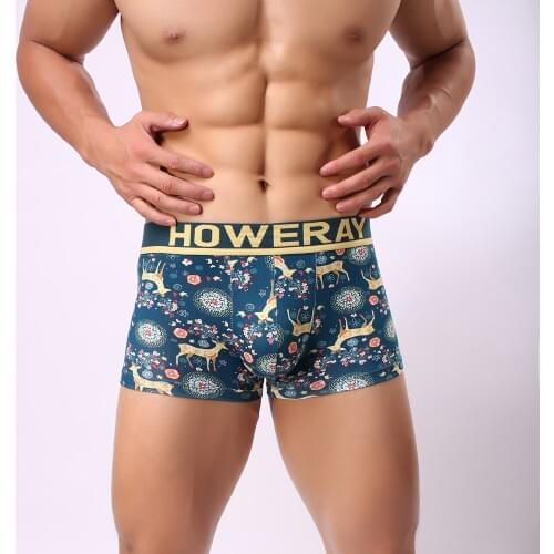Christmas Mens Underwear Boxers Brand Cute Boxershorts Men Cotton U Convex Seamless Boxer Shorts Male Panties Howe Ray