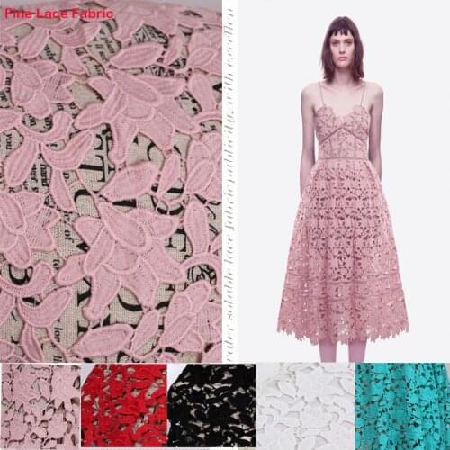 Wide 120cm* 1yard Good ! Embroidered Lace Fabric Hollow Mesh Cotton Fabric Lace Sewing Material DIY Fashion Wedding Dress Lace