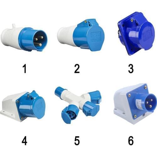 Blue 240V 16 AMP 3 Pin Industrial Electricity Plug Sockets IP44 2P+E Male/Female Industry Electrical Socket adapter