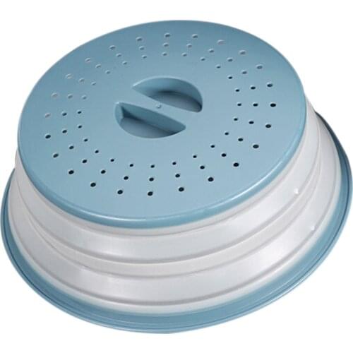 Collapsible Microwave Cover Lid Folding Silicone Microwave Plate Cover Colander Strainer for Fruit Vegetables 10.5 inch