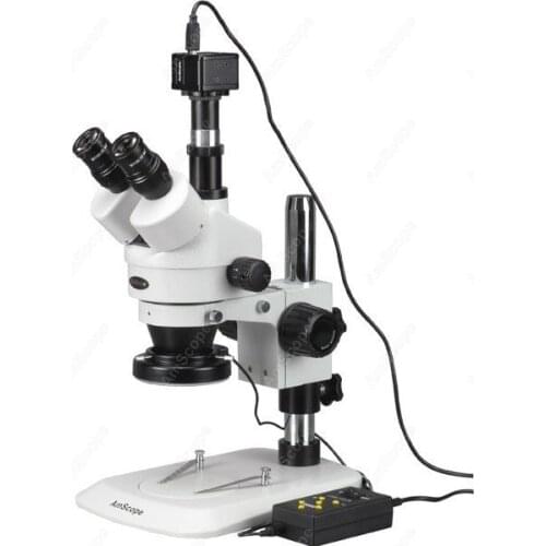 Zoom Stereo Microscope--AmScope Supplies 3.5X-90X Zoom Stereo Microscope with USB Camera + 144-LED 4-Zone Light