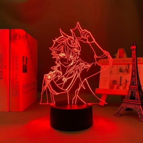 3d Led Lamp Tartaglia Genshin Impact for Child Bedroom Decoration Kids Birthday Gift Room Decor Genshin Impact Led Light Bedside