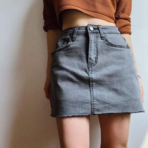 WOMENGAGA High-waist Denim Skirt Womens Summer Frayed A-line Skirt Womens Mini Skirt With Safety Pants Fashionable CA1V