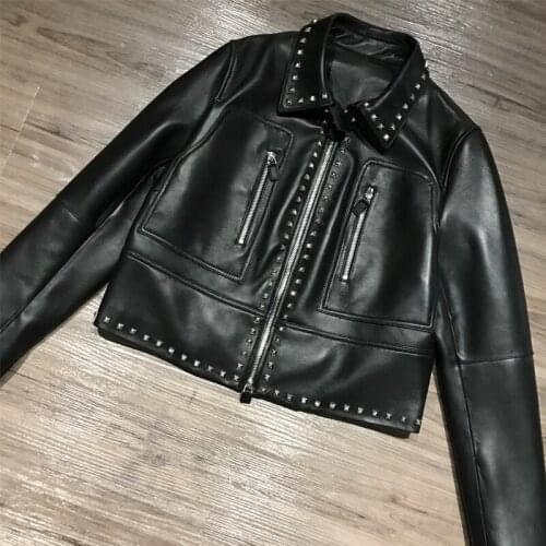 Sheepskin ladies genuine real sheep women leather jacket