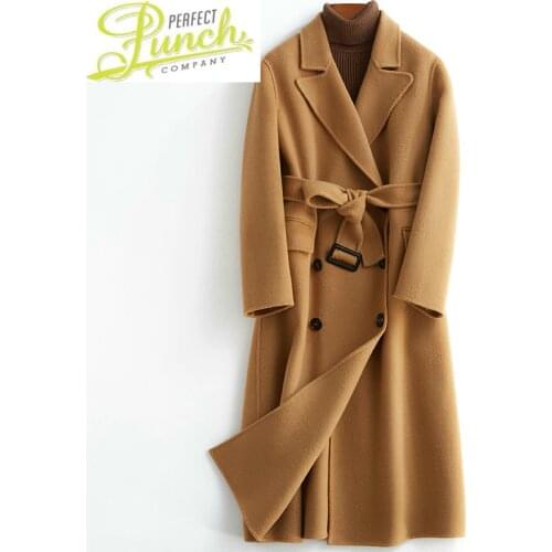 100% Wool Coat Long Women Clothes 2021 Spring Autumn Female Jacket Double Breasted Korean Elegant Ladies Coats B19Y01229 KJ5167