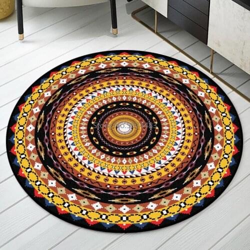 200cm Bohemian Retro Mandala Flower Ethnic Style Living Room Bedroom Hanging Basket Chair Non-slip Round Mat Carpet
