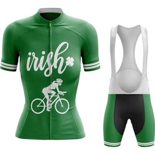 2021 Cycling Clothing Bike Jersey Bib Set Woman Cyclist Outfit Bicycle Uniform Cycling Dress Cycle Wear Green maillot velo femme