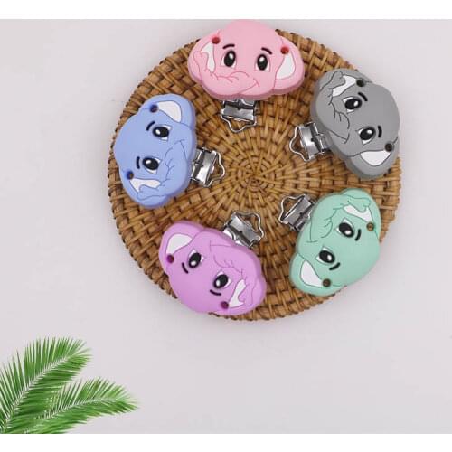 Kovict 3pcs New Cartoon Elephant Silicone Clip Stainless Steel Pacifier Clip Pacifier Chain DIY Accessories