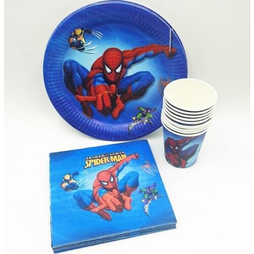 40p/set Spiderman Birthday Party Supplies Plate Cup Napkin Disposable Tableware Party Favor Decoration Cake dishes