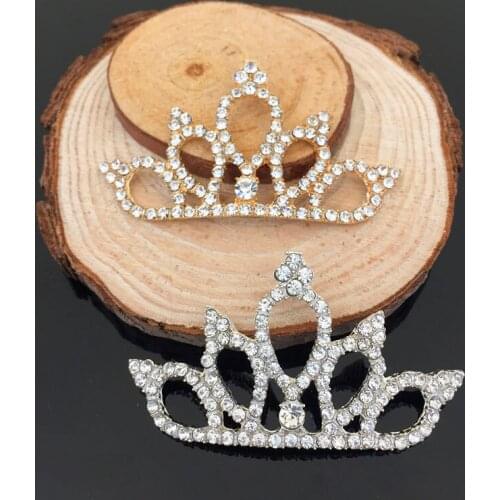 50pcs Princess Crown Crystal strass Rhinestone Applique Flatback Buckle Button Accessories Wedding Dress Belt Hairpin Decoration