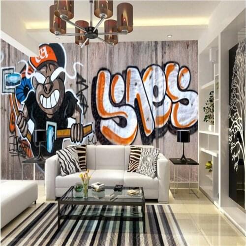 Beibehang Customize Size Modern Wall Paper Background Rock Letters Graffiti Art Wall Covering Decor Living Room Mural Wallpaper