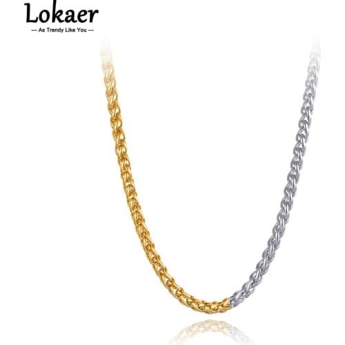 Lokaer Hiphop/Rock Titanium Stainless Steel Geometry Pendant Necklace For Women Men Trendy 5mm Chain & Link Necklace N21148