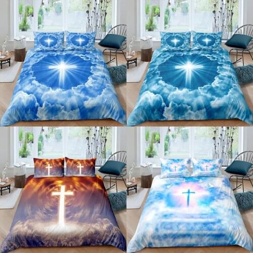 Home Textiles Luxury 3D Cross Duvet Cover Set and Pillowcase Kids Bedding Set AU/EU/UK/US Queen and King Size Bedding