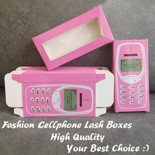 Fanshion Cellphone Lash Box Retail Bulk Pink Eyelash Packaging Box Wholesale Cute Beauty Case for 25mm False Lashes Box Case