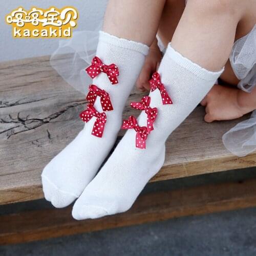 Kacakid Official Bowknot Girl Socks Cotton Cute Girls Children Socks Bowknot Lovely Cartoon Warm Cute Girl Socks Ka1339