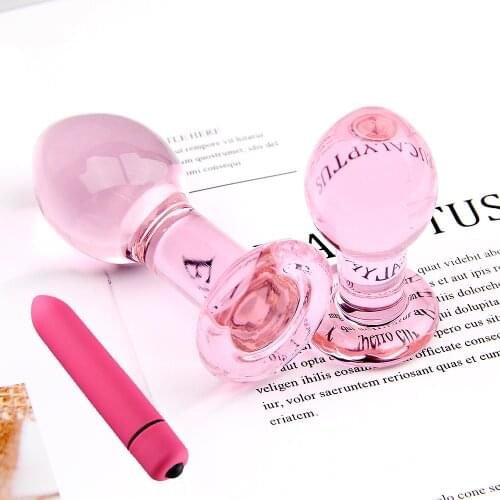Crystal Pink Glass Anal Plug Diamond Insert Jewelry Transparent Anal Butt Plug Vibrator Butt Plug Dildo Sex Anal Toys