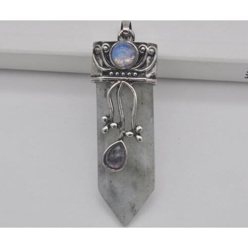 Labradorite Natural Stone Gem Pendant Pendulum Jewelry For Woman Gift S3191