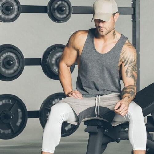 Cotton Blends Singlets Bodybuilding Stringer Men Tank Top Gym Clothing Man Fitness Muscle Sleeveless Shirt Basketball Vest Tops