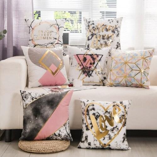 Minimalist Style Flannel Bronzing Letter Series Pillow Case Decorative Pillowcase Cushions for Cojines Decorativos Para Sofa